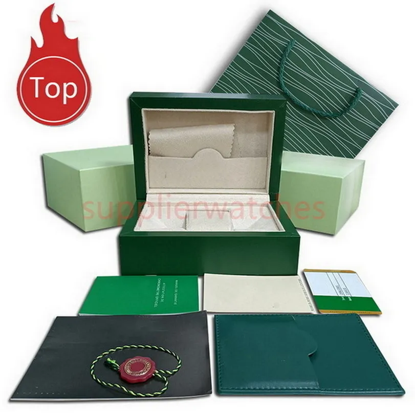 horlogedozen Luxe herenhorlogekasten Originele binnenkant buitenste dameshorloges Dozen Herenpolshorloge Groene dozen boekjeskaart Accessoires Certificaat Draagtas