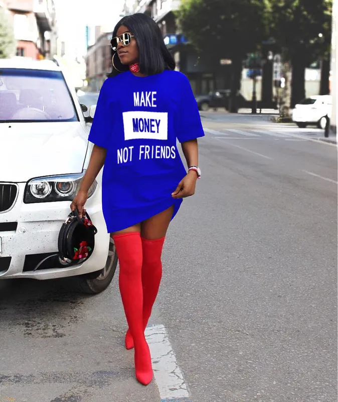 DHgate.com:Women Make Money Not Friends Letter Print T-Shirt Dress - Casual  O-Neck Short Sleeve Streetwear Tee Dress 2024:Apparel