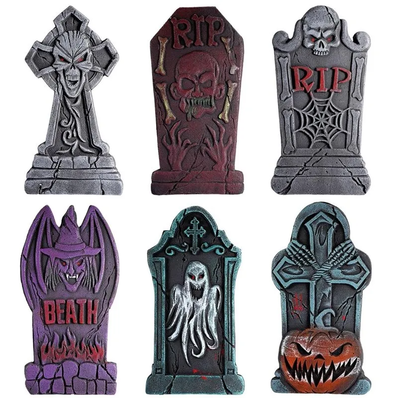 Autres fournitures de fête festive STOBOK 6PCS Décoration d'Halloween Tombstone Haunted House Set Yard Sign pour intérieur extérieur 220826