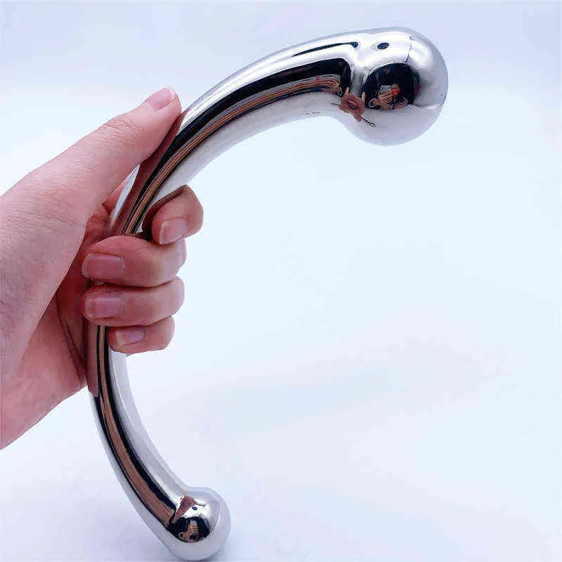 Nxy Anal Toys Double Ended Ball Perles En Acier Inoxydable G Spot Baguette Massage Lisse Butt Plug Stimulateur Anus Gode Bdsm Adulte Sexe 220510