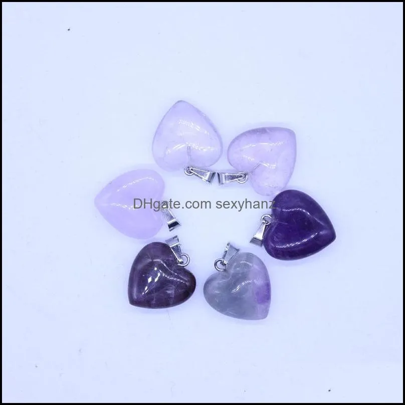 natural purple crystal stone heart shape chain pendant necklaces for women girl party club decor fashion jewelry
