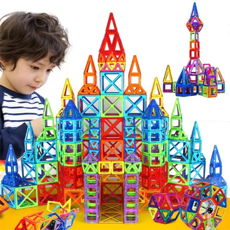184pcs-110pcs Mini Magnetic Designer Construction Set Model & Building Toy Plastic Magnetic Blocks Educational Toys For Kids Gif 220527
