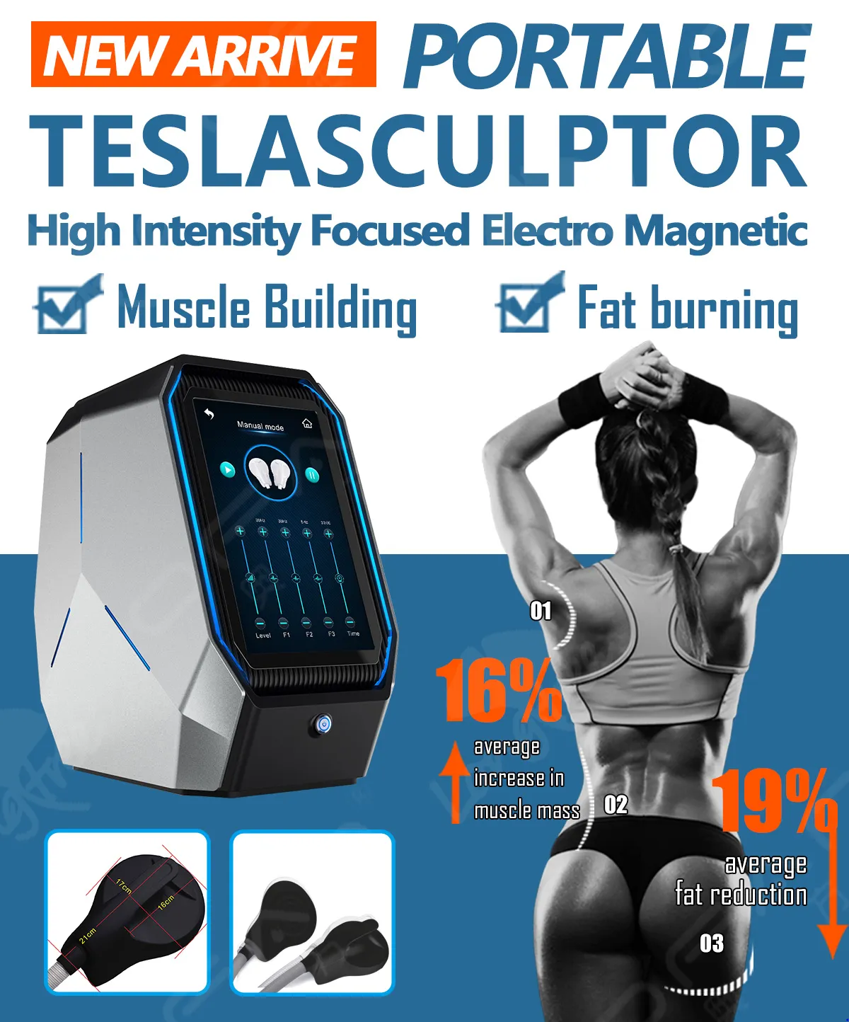 Proteable Emslim Neo Slimming With RF 2 Handle Tesla Sculptor EMS Sculpt Machine Muscle Sculpting Muscle Building Stimulator Home Use Hi-EMT Beauty Salon Equipment