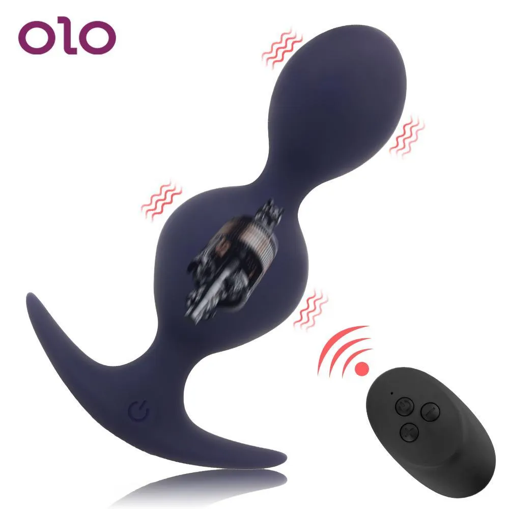 OLO Control remoto Vibrador de cuentas anales Vibrador Masajeador de próstata Juguete sexy para mujer Hombre Butt Plug Productos para adultos