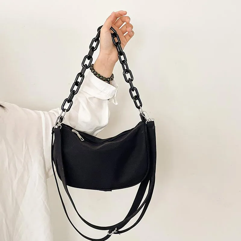 Bolsas de noite Moda ombro das axilas para mulheres Bolsas de nylon à prova d'água Bolsa de cor preta de cor feminina Bolsa de axila feminina