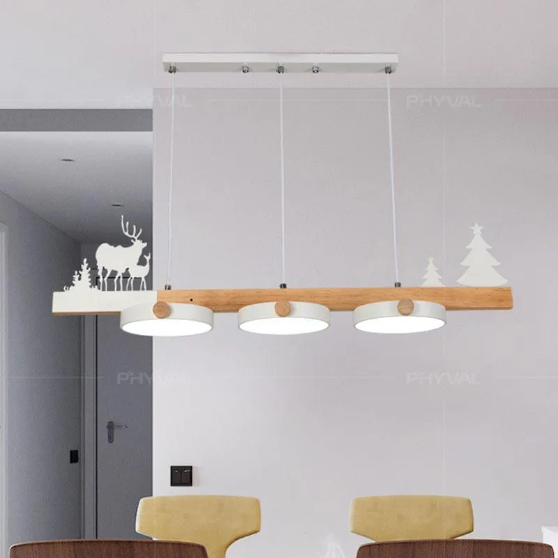 Pendant Lamps Nodic LED Wooden For Tubular Restaurant Dining Room Kitchen Cafe Bar Cold Warm Indoor Home Lights Chandeliers