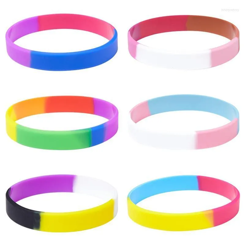 Charm Bracelets Wholesale Silicone Rubber Wristband Flexible Wrist Band Sports Casual Bangle For Women MenCharm CharmCharm Inte22