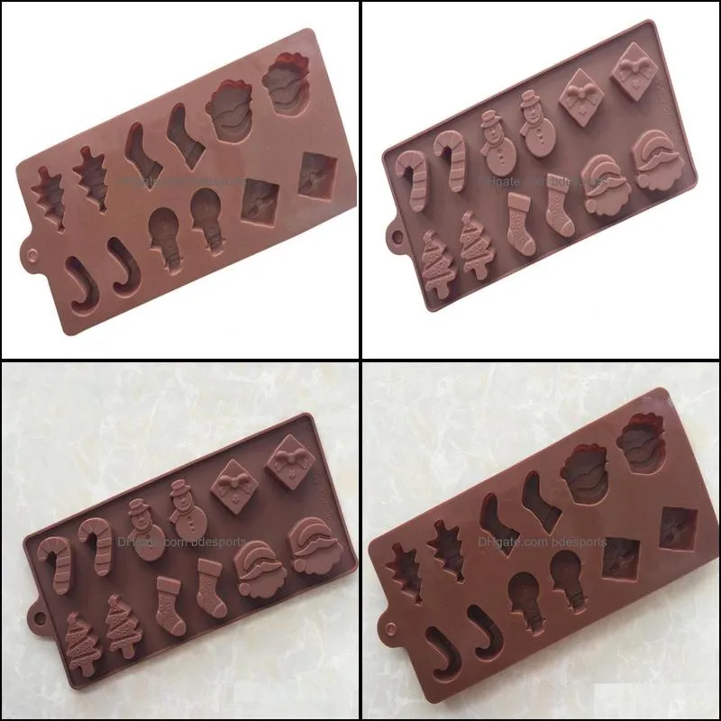 Fast shipping Christmas day santa Silicone Chocolate Molds Bar Mould Cake Mold Ice Tray Cake Decorating Tool