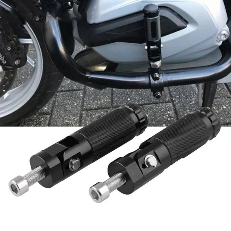 Pedaler svarta motorcykeldelar cnc aluminium universal motorcykel vikbar fotstöd fotpinnar fot vilar pinnar bak för njutning