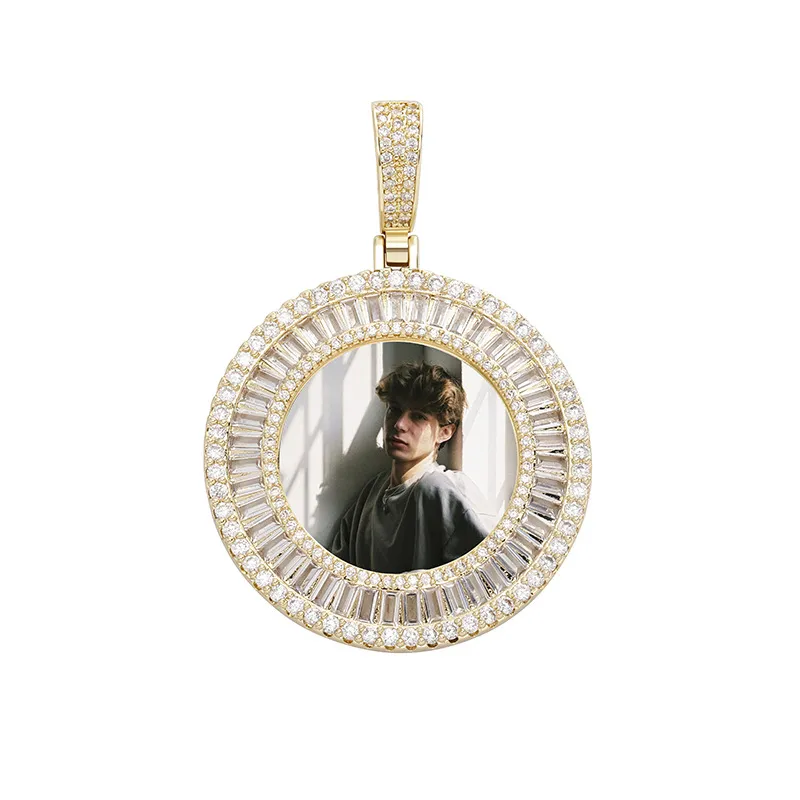 Iced Out пользовательское фото ожерелье для мужчин изображение подвесной медальон чары хип -хоп украшения