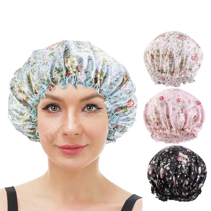 Bonnet de cetim de flores vintage Bonnet Night Sleeping Hair Care Capuz para mulheres femme capa da cabeça Elastic Band Hair Acessório