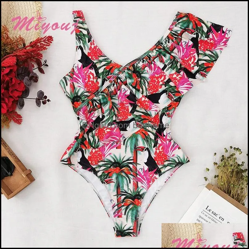 Designer Bathing Suits Plant Print Women Swimwear 2022 Swimsuit Sexy One Piece High Quality