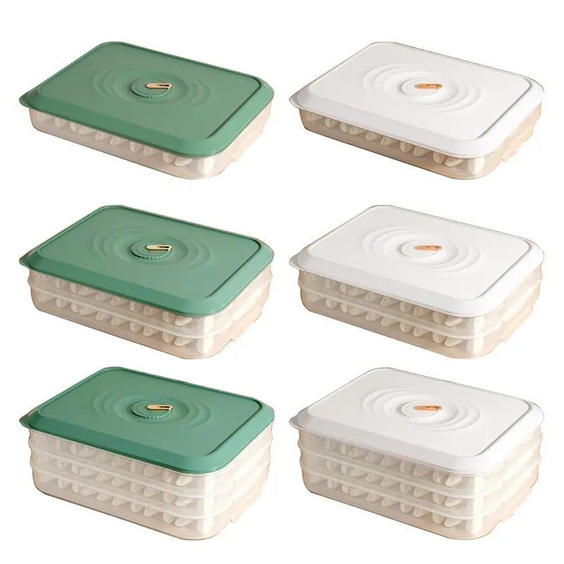 Bouteilles de stockage Pots Dumplin Box Organisateur de nourriture empilable multicouche de grande capacité pour la cuisine à domicile Réfrigérateur Bun Noodle HoldeStorage