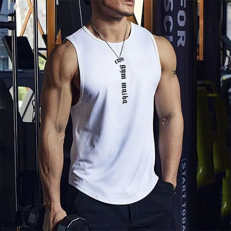 zomer bodybuilding tanktops mannen gym workout fitness mouwloos shirt man manonderhirt quickdrying casual sportvest 220615