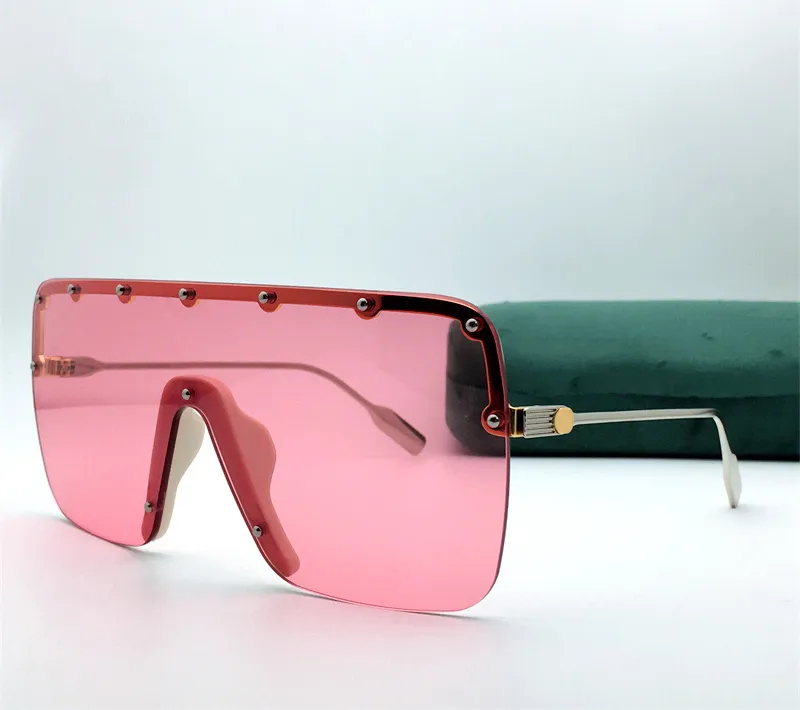 Fashion luxury designer 1245 occhiali da sole per donna vintage borchie in metallo occhiali da sole a forma di maschera estate avant-garde stile di tendenza di alta qualità Anti-Ultravioletto con scatola