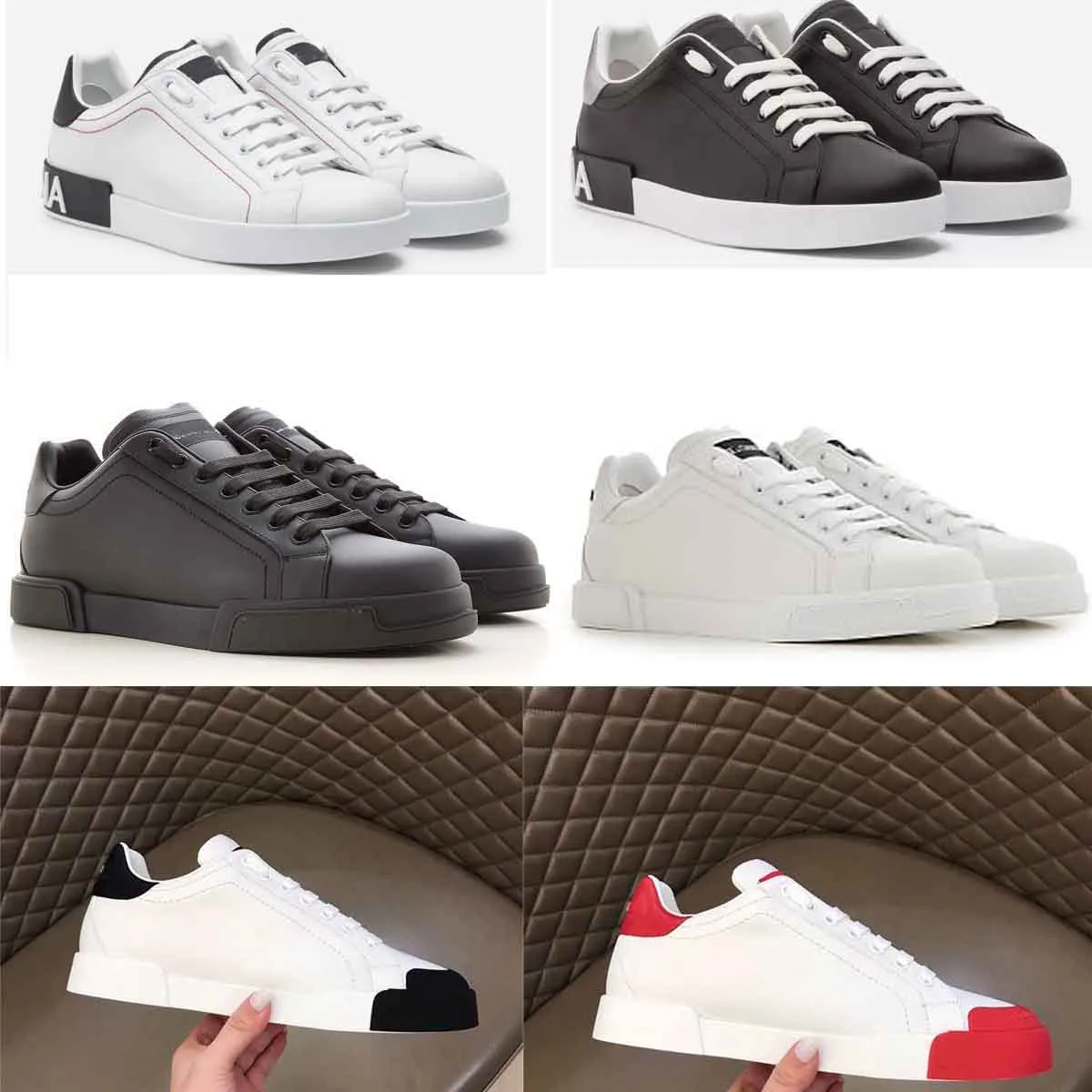 Lyxig fritidssko Herr designer sneaker Vitt Läder Kalvskinn Nappa Portofino Sneakers Skomärken Komfort Outdoor Trainers Herr Walking EU38-46 BOX