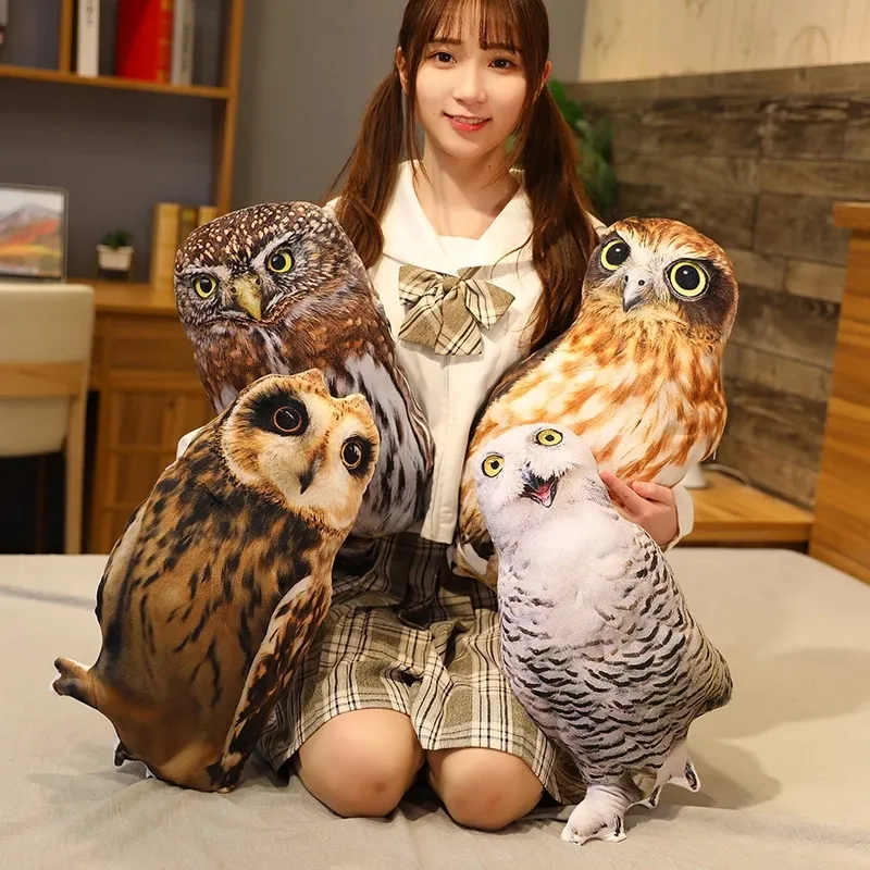 ホット50cmシミュレーション豪華なフクロウの睡眠枕ソフトなぬいぐるみイーグルクッションソファ装飾漫画鳥のおもちゃギフトla331