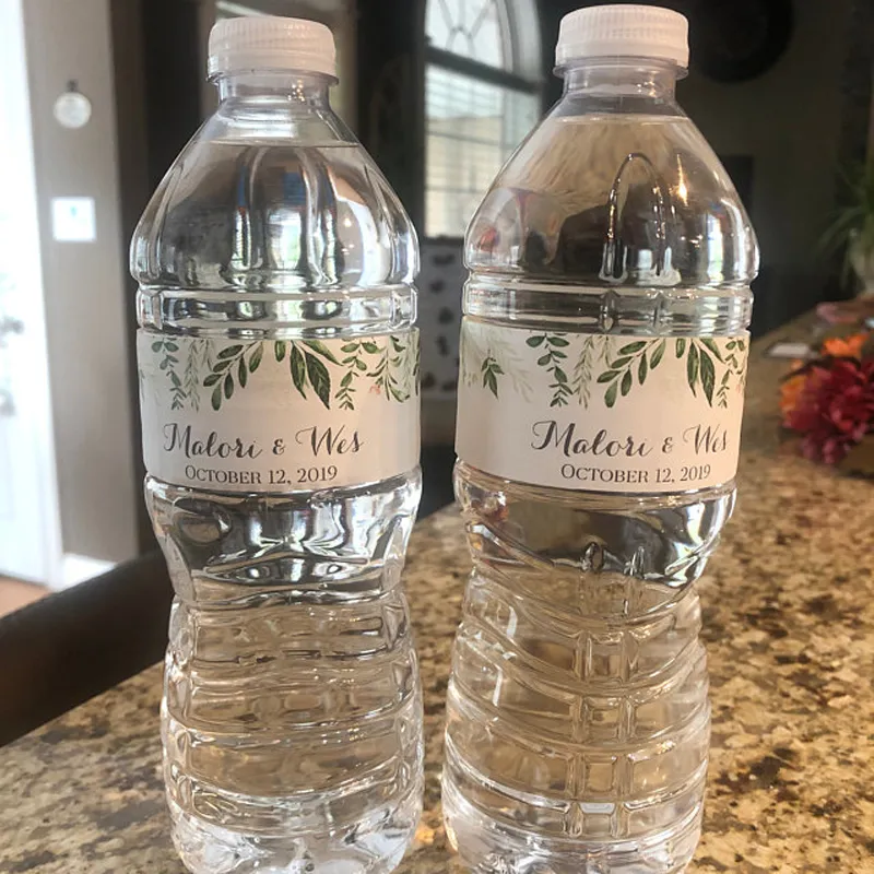 personalized-greenery-wedding-bottle-water-bottle-with-custom-labels-printed-in-green-amp-white-220613 for Free Printable Bridal Shower Water Bottle Labels Personalized Greenery Wedding bottle water bottle with Custom Labels - Printed in Green & White 220613 for Free Printable Bridal Shower Water Bottle Labels