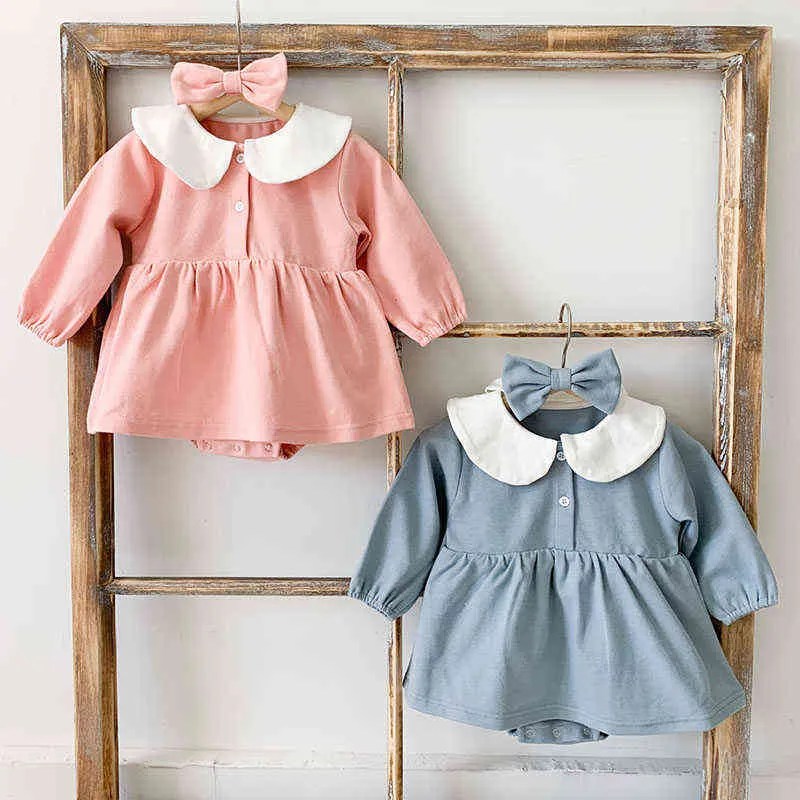 0-3 jaar Lent Kids Boy Girl Long Sleeve Rompers Autumn Infant Baby Girl Roepgeborene kleren Baby Girl Rompers G220510