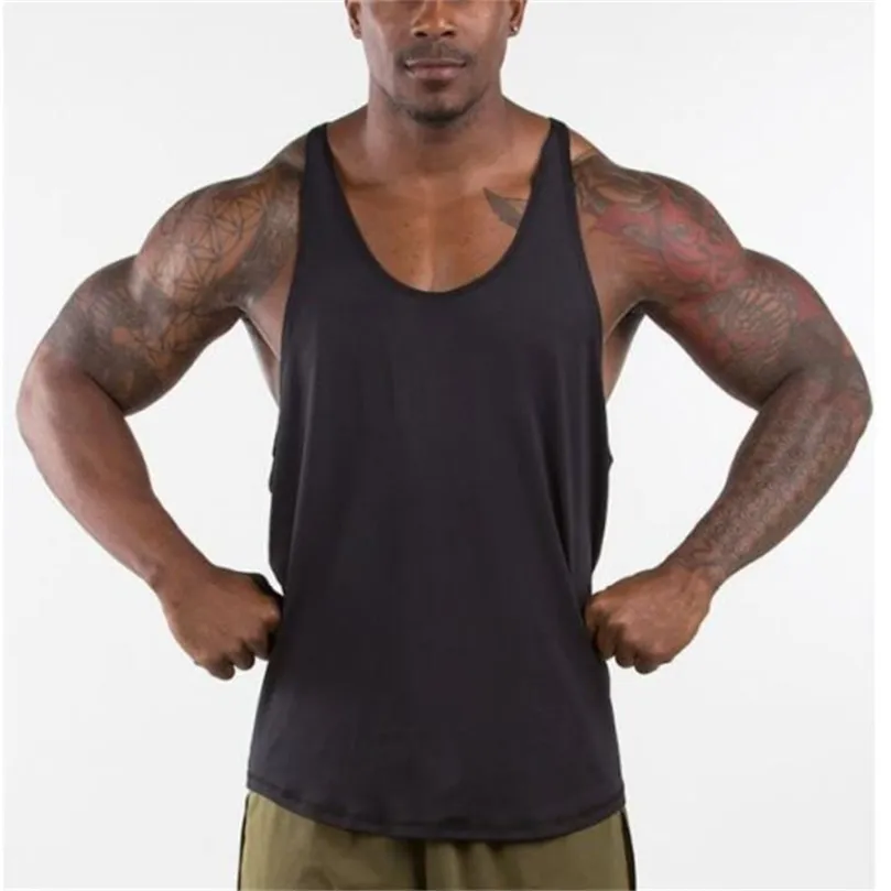 Muscleguys Gyms Singlets Mens Blank Tank Tops 100% Cotton Sleeveless ShirtBodybuilding Vest and Fitness Stringer Casual Clothes 220621