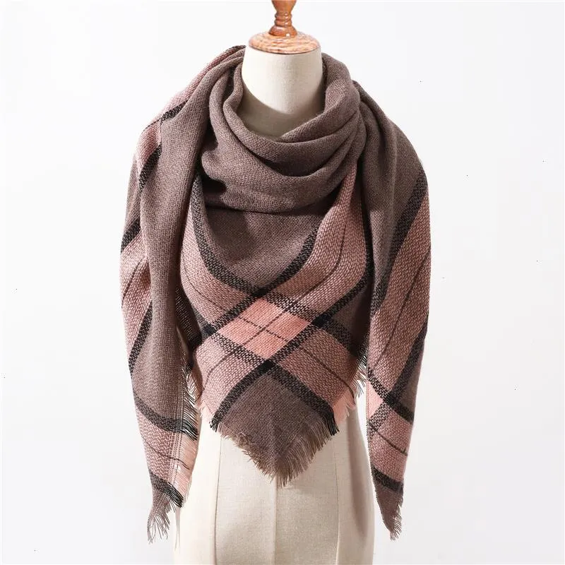 Women Scarf Plaid Winter Cashmere Scarves Lady Shawls Bandana Neck Warm Knit Triangle Bandage Foulard Echarpe Femme Wraps