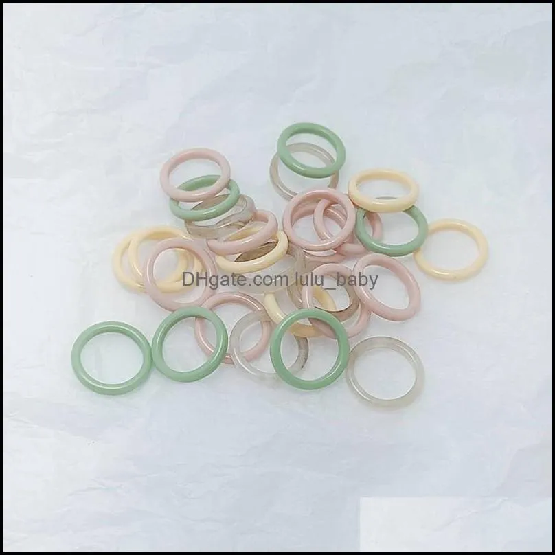 cute solid color resin simple style band rings for women girl party club decor fashion jewelry mixed