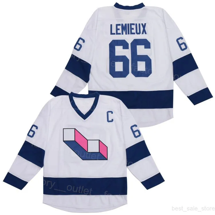 Men College Laval Voisins Ice Hockey 66 Lemieux 후퇴 저지 영화 화이트 팀 컬러 자수 및 스티치 팬 스포츠 팬을위한 스티칭 된 순수 면화 좋은 품질