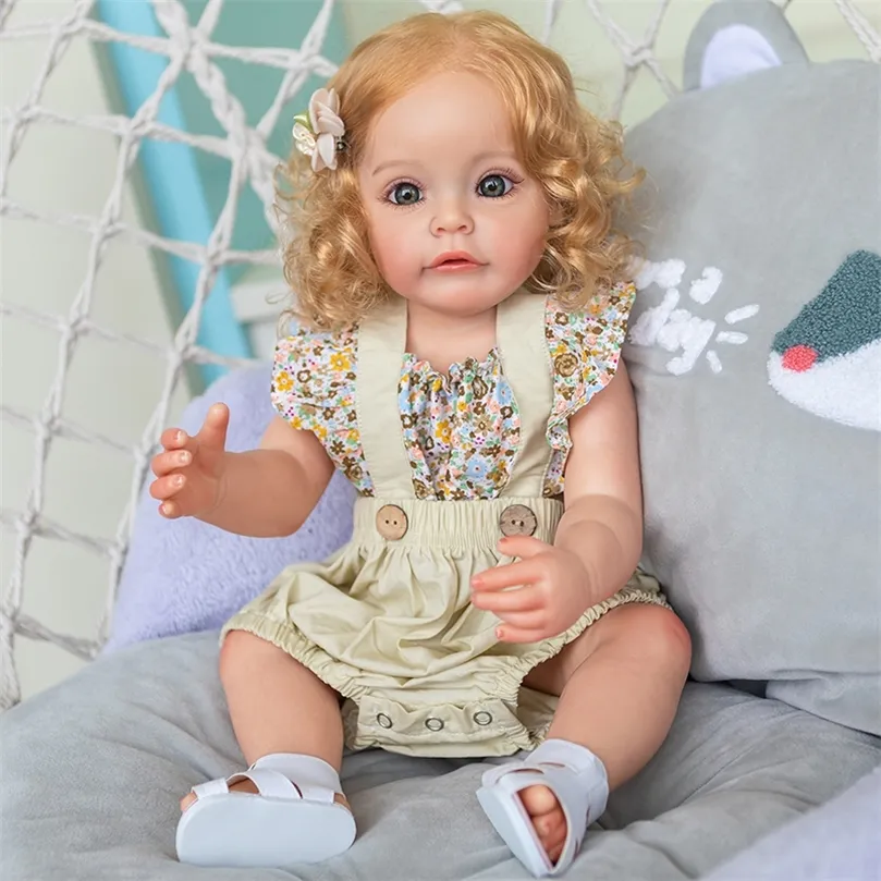 55 cm återfödd småbarnsflicka prinsessan Sue-Sue full kropp silikon baby dockor handdetailed paiting rooted hårbad leksak för flickor 220505