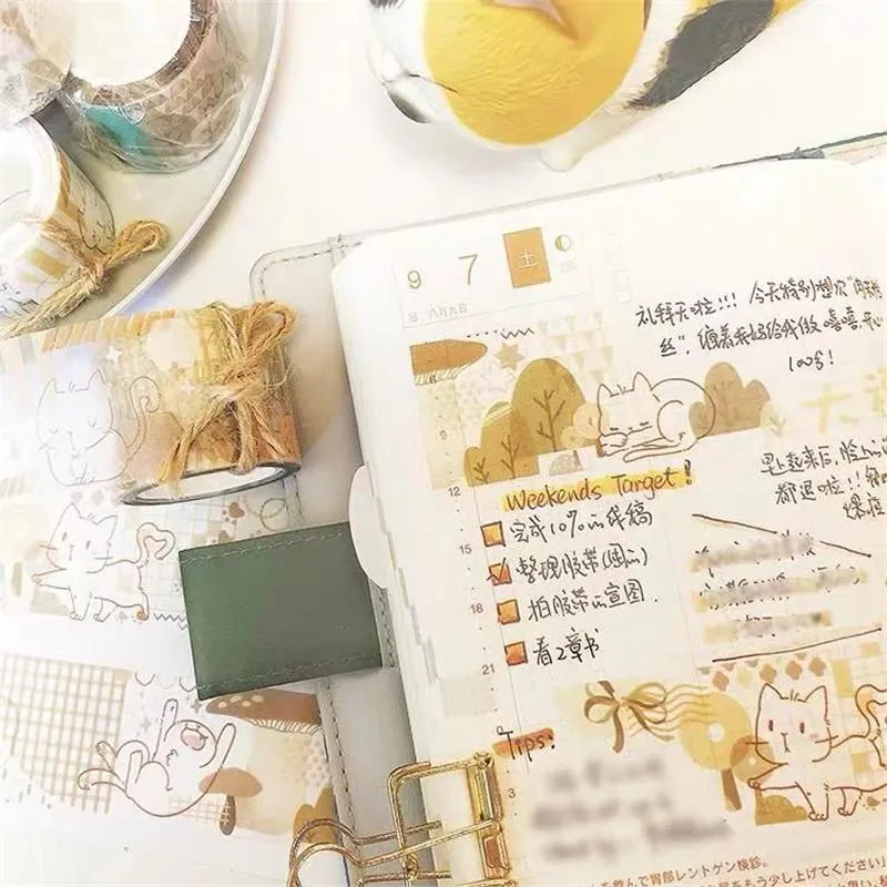 Enveloppe-cadeau Beau chat brun pour carte de fabrication de cassettes Washi Diy Scrapbooking Stickersgift décoratif