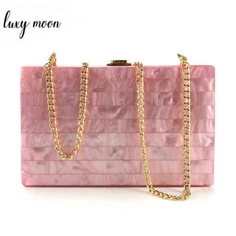 Evening Bags Acrylic Clutch Bag for Women Evening Bag Day Clutches Wedding Purse Hard Case Party Metal Chain Handbags Female Bag Zd1115 220316