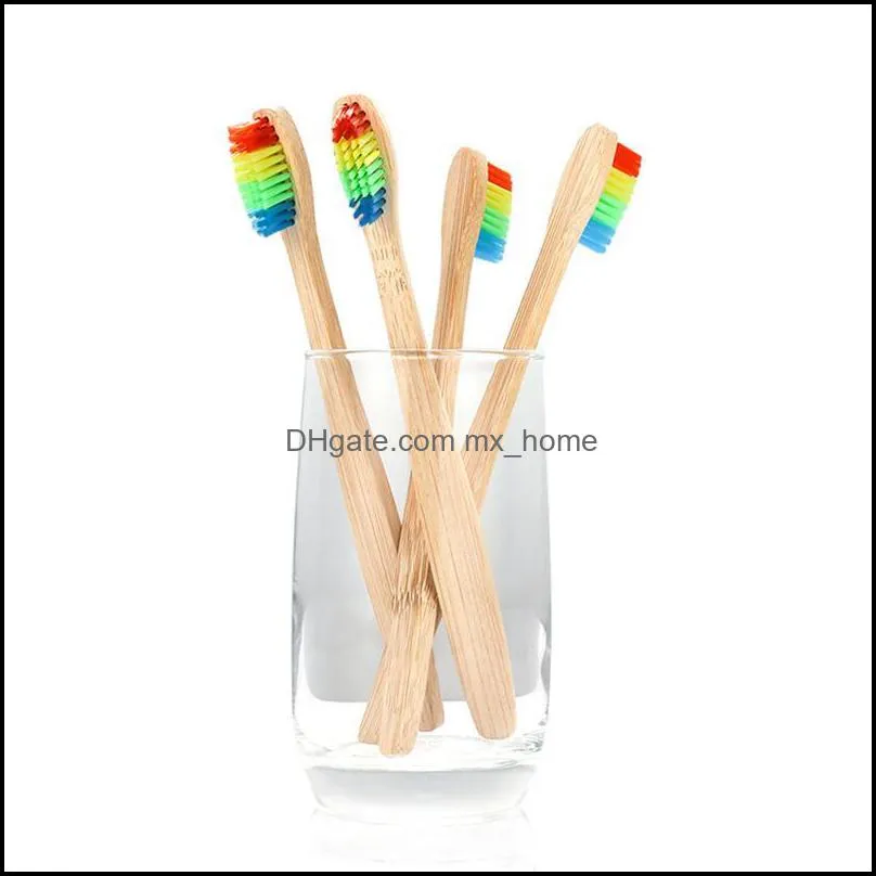 8 colors natural pure bamboo toothbrush portable soft environmental protection brush oral cleaning care tool wholesale wooden rainbow