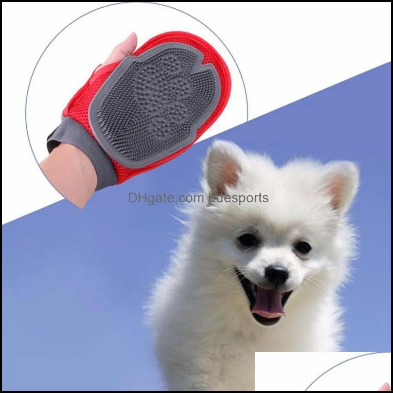 Dog Cat Hair Comb Red Cleaning Brush Comb Animal Massage Hair Removal Dog Bath Glove Red Plastic Grooming