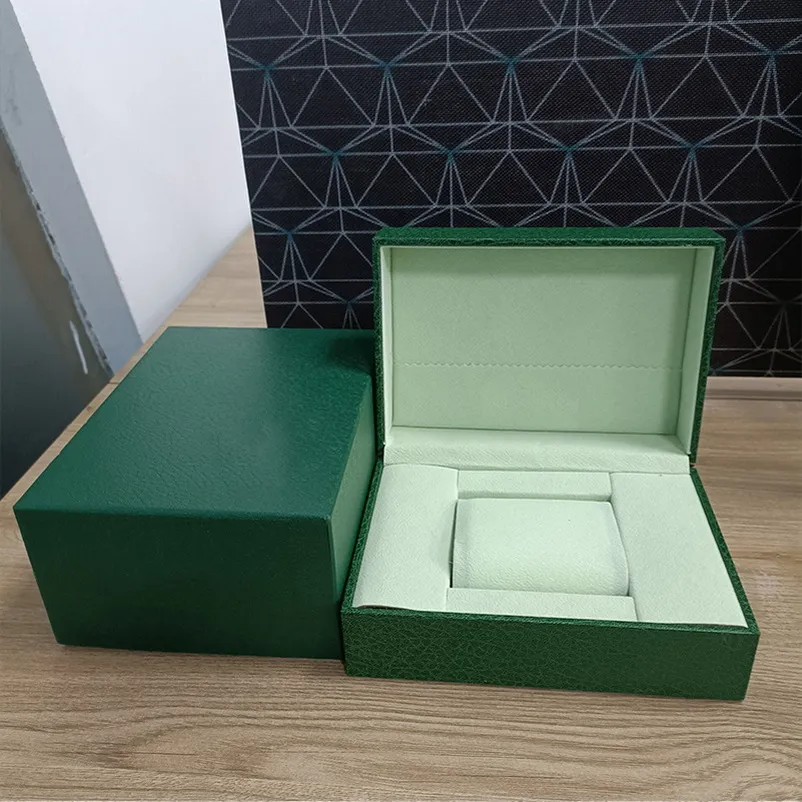 Luxo New Green Rolex Boxes Mens para Welkes Boxes de relógios da mulher externa interna original Men Wristwatch Gift 126600 126610 126660 116600 326235 326238 Caixa de vigilância