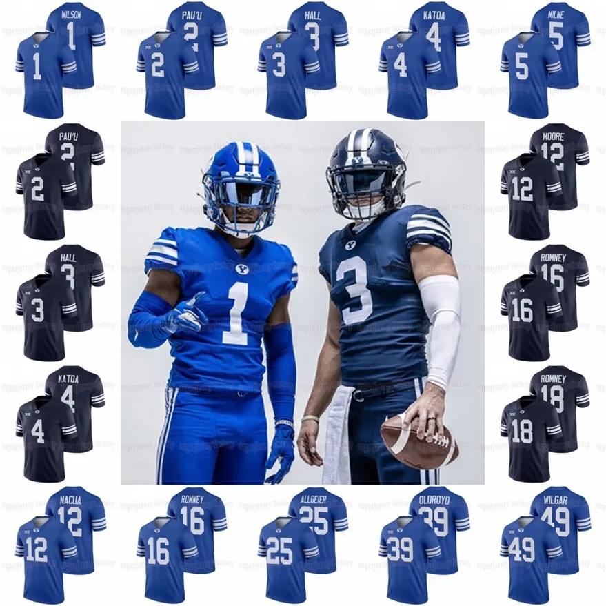 A3740 2021 BYU Cougars Jersey Zach Wilson Neil Pau'u Jaren Hall Isaiah Herron Jacob Conover Mason Fakahua Rhett Reilly Baylor Romney NCAA College