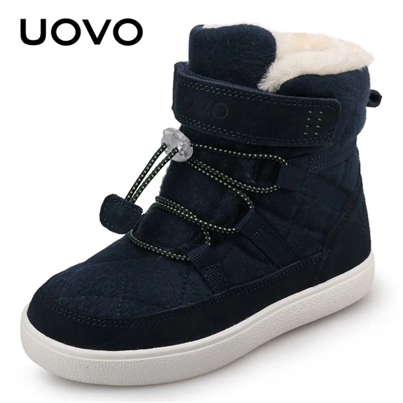 Uovo Ankunft Winter Kids Snow Boots Mode Kinder warme Stiefel Jungen und Mädchen Schuhe mit Plüschfutter #31-37 LJ201201