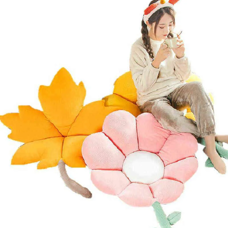 Cuscino imbottito per sedia a forma di fiore pianta realistica Canada Tappetino a forma di foglia d'acero rosa Suower Home Decor J220704