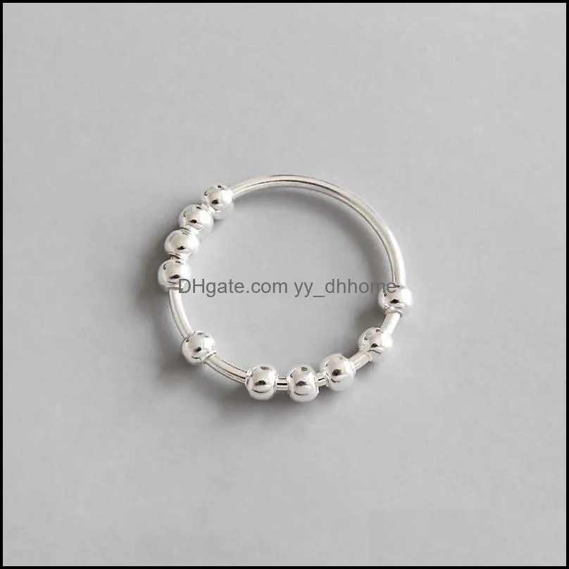 100% Real 925 Sterling Silver Finger Ring INS Simple Geometric String Of Beads Rings for Women Luxury Fine Jewelry YMR559