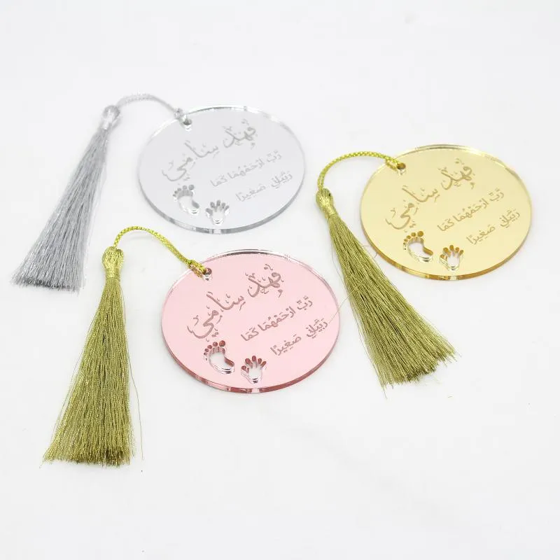 Party Decoration Personalized Tag Engraved Mirror Acrylic Round Circle Wedding Table Name Baby Baptism Custome Gift With Tassel