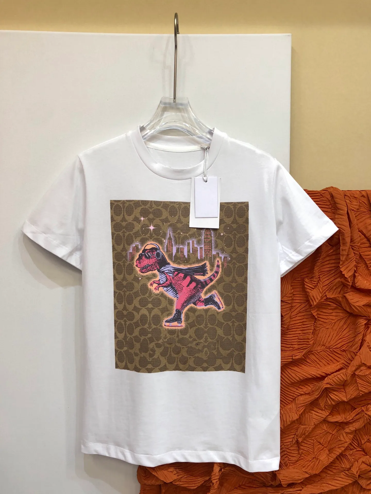 Summer Mens Designer T koszule dinozaur miasto nadruk damskie topy tee pół rękawie para graficzna koszulka moda nadrukowane krótkie rękawy Trend koszulka azjatycka rozmiar s-xl