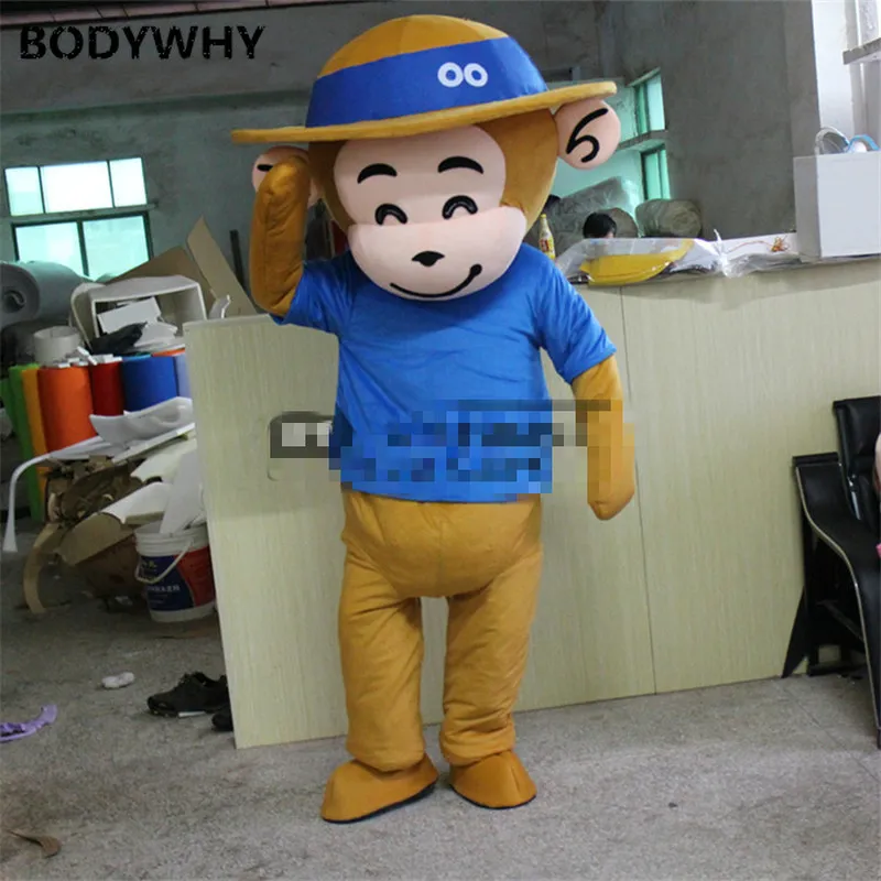 Costume de poupée de mascotte Vêtements de poupée de dessin animé de singe Performance de marche adulte Couvre-chef de poupée animale Tissu de bande dessinée de performance de scène en peluche personnalisé