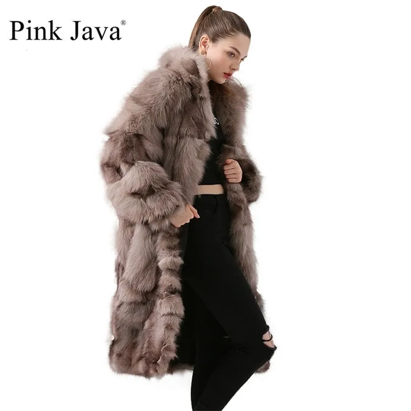 ppink java 19036 Real Fur 코트 여성 겨울 패션 자켓 Long Coat Real Fur 코트 New New Avery 201112