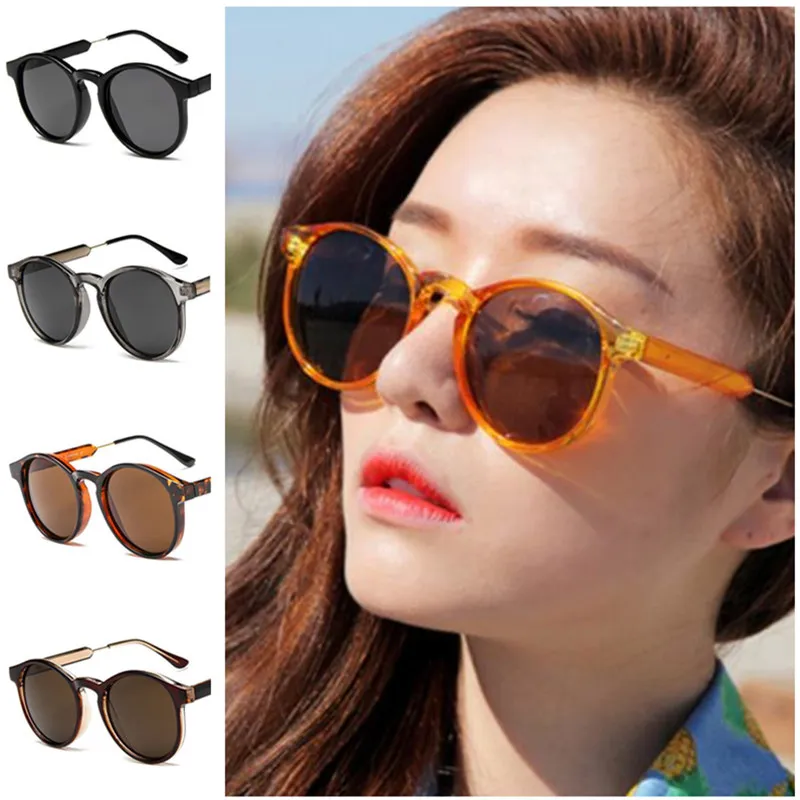 Mode zonnebril retro zonnebril unisex bril anti-uv bril transparante frame brillen ronde sierlijst a ++