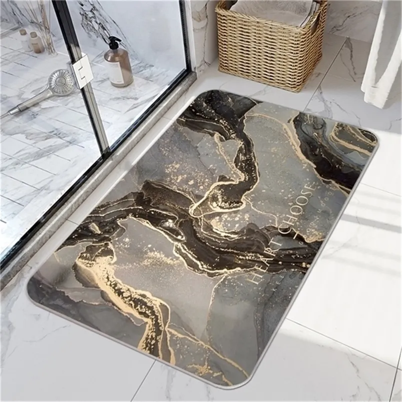 Home Bath Mat Bathroom Carpet Water Absorption Non slip Absorbent Diatom Mud Soft Washable Rug Toilet Floor Textile 220301