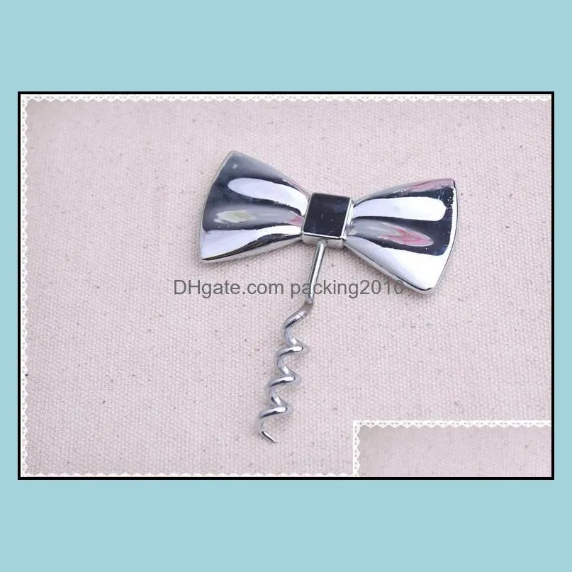 wholesale hot black tie design red wine bottle opener bow tie corkscrew groomsmen wedding gift favors sn2516