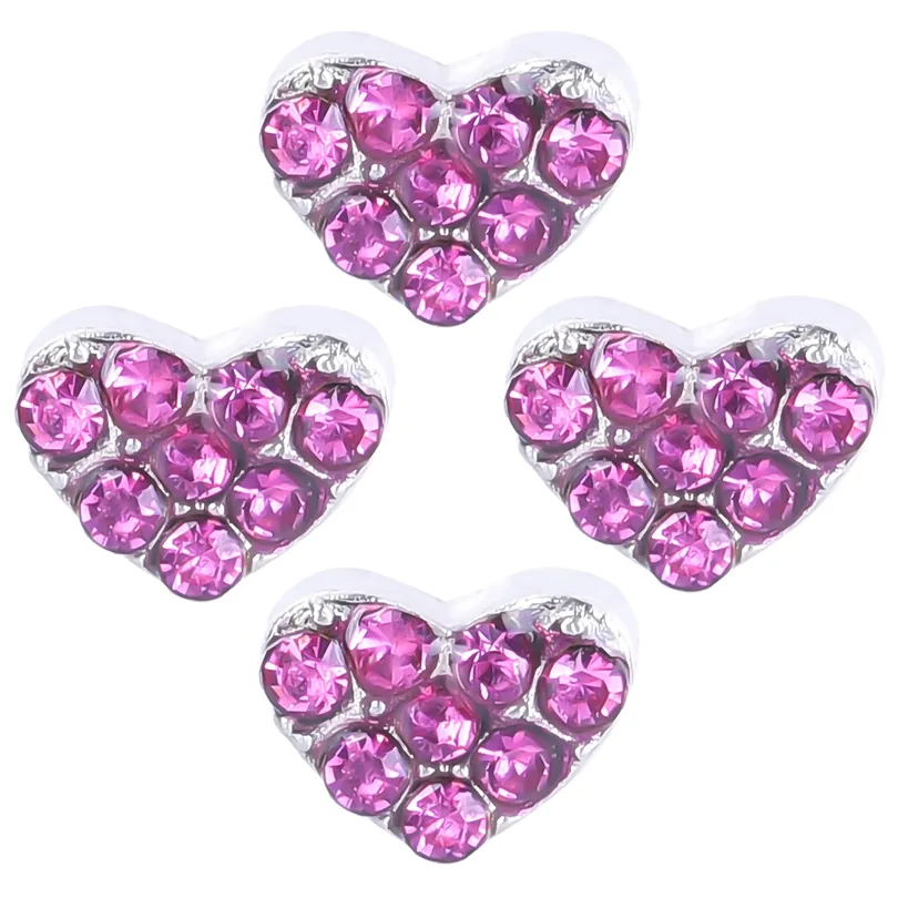 20 st/mycket heta rosa rhinestones hjärta charm diy legering flytande skåp charms passar för glas levande magnetiska minneslås mode smycken