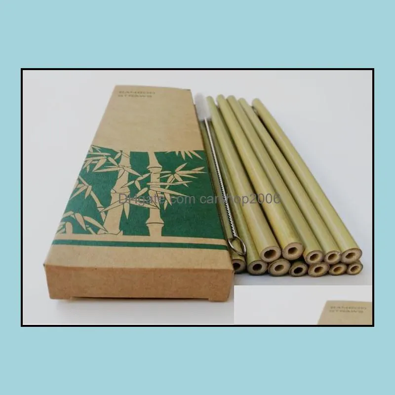 100sets bamboo straws sets reusable eco friendly handcrafted natural bamboo drinking straws and cleaning brush sn1729