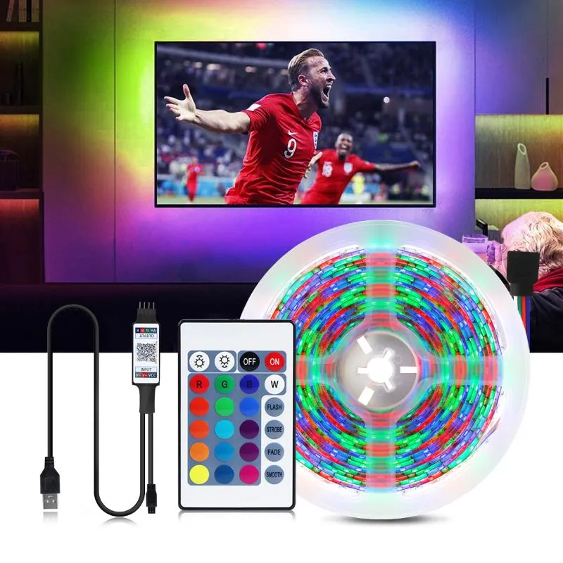 Strisce Bluetooth USB LED Strip Light TV Retroilluminazione RGB DC5V 1M2M3M4M5M Lampada flessibile Nastro Diodo Nastro Sfondo Fairy NightLED StripsLED