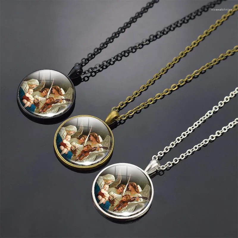 Pendant Necklaces Fairy Tales Jewelry Glass Cabochon Angel Necklace Hadas Goticas On Moon Art Po Women Fashion JewelryPendant