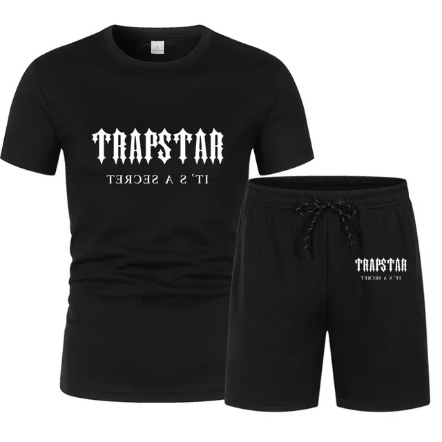 TRAPSTAR брендовый дизайнерский баскетбольный спортивный костюм, мужская футболка, шорты, комплекты, летняя спортивная одежда, штаны для бега, уличная одежда, топы в стиле Харадзюку, футболка, костюм