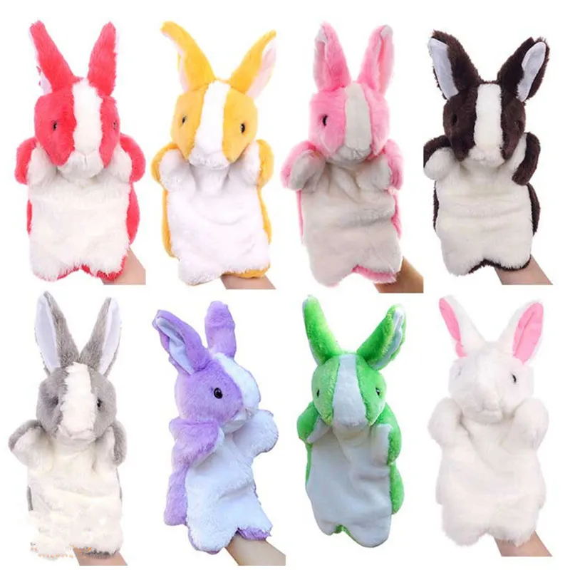 30 cm cartoon dierenpop poppen poppenkinderen pluche speelgoed schattige kinderen handschoen zacht konijn 12 dierenriem hand poppen voor baby geschenken flanelet